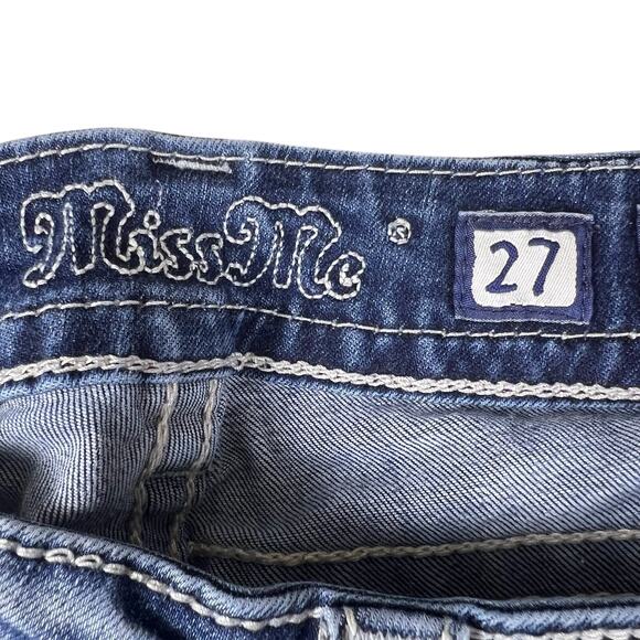 Vintage Y2K Miss Me Skinny Jeans 27 | Embroidered Angel Wing Rhinestone Denim - Picture 5 of 16